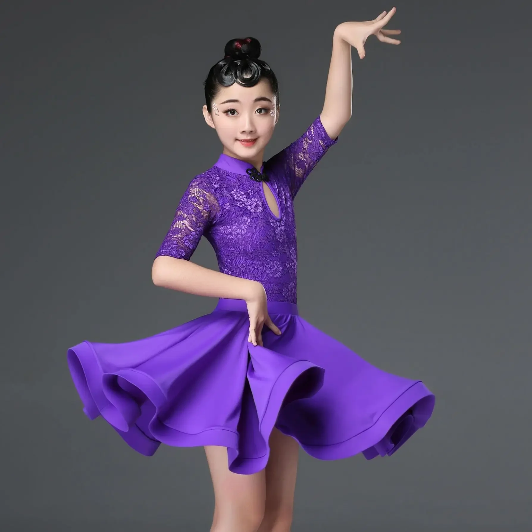 Детское кружевное платье для латиноамериканских танцев