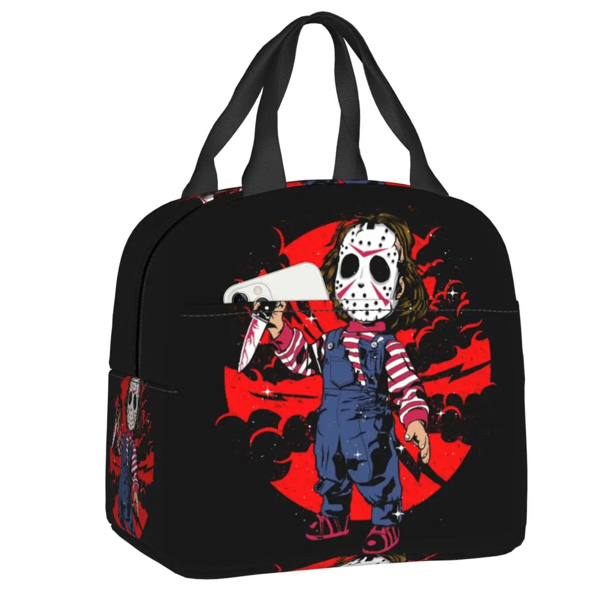 

Horror Chucky Insulated Lunch Bag for Women Resuable Horror Movie Child's Play Cooler Thermal Lunch Box Beach Camping Travel