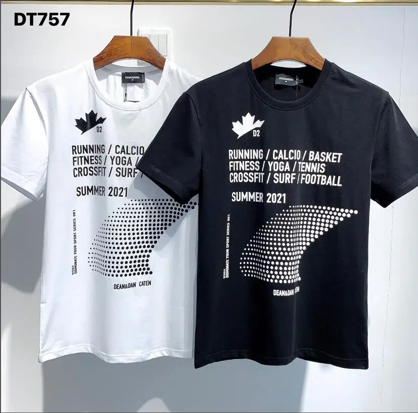 

Dsquared2 Classic Men/Women Street Hip-Hop Round Neck Short-Sleeved T-Shirt Cotton Locomotive Letter Printing Casual Tee DT757