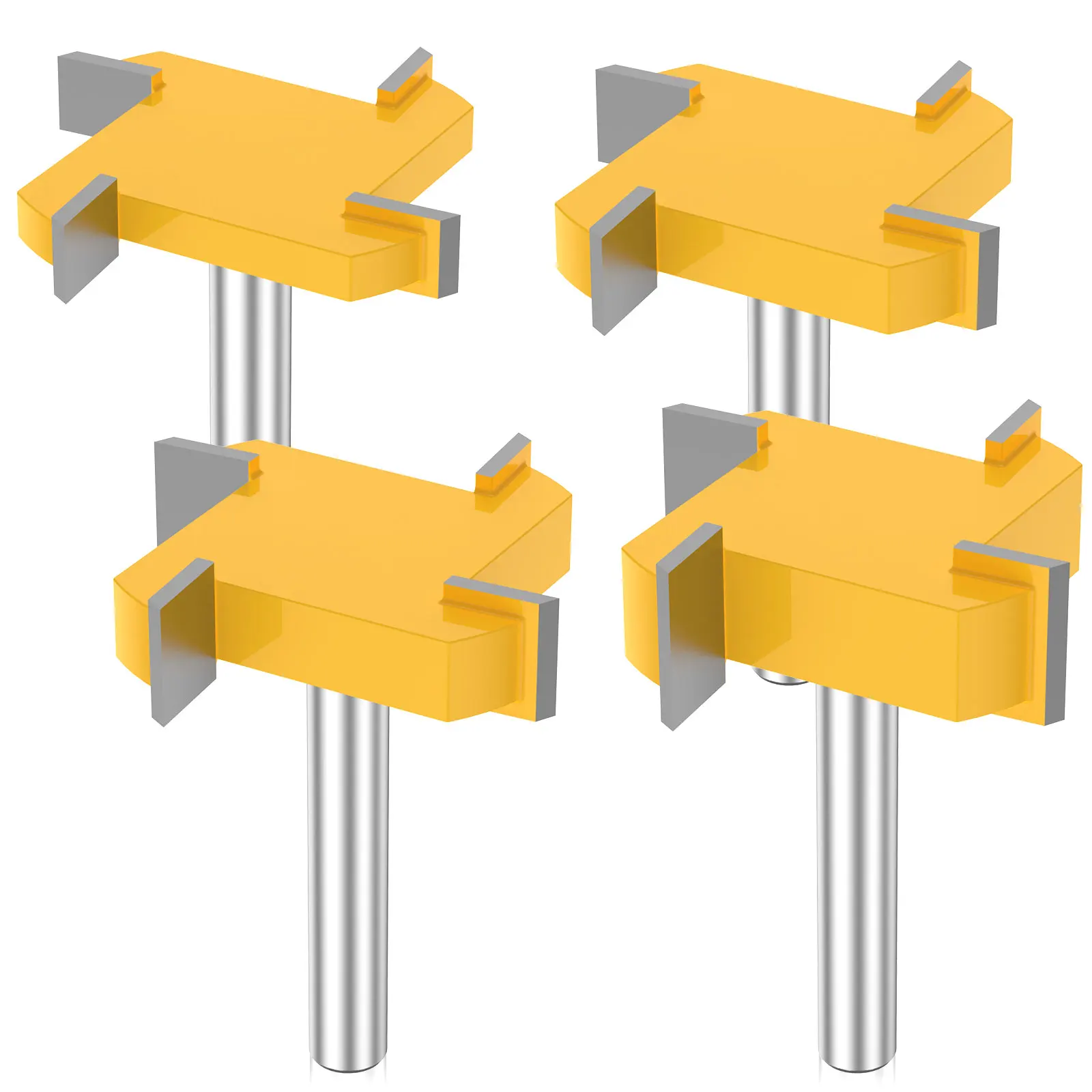 

Фреза ЧПУ с хвостовиком 1/4 дюйма, комплект насадок для фрезерного станка, стальная 4-крыльная деревообрабатывающая плита, плоский фреза, насадка для строгального станка по дереву, 4 шт.