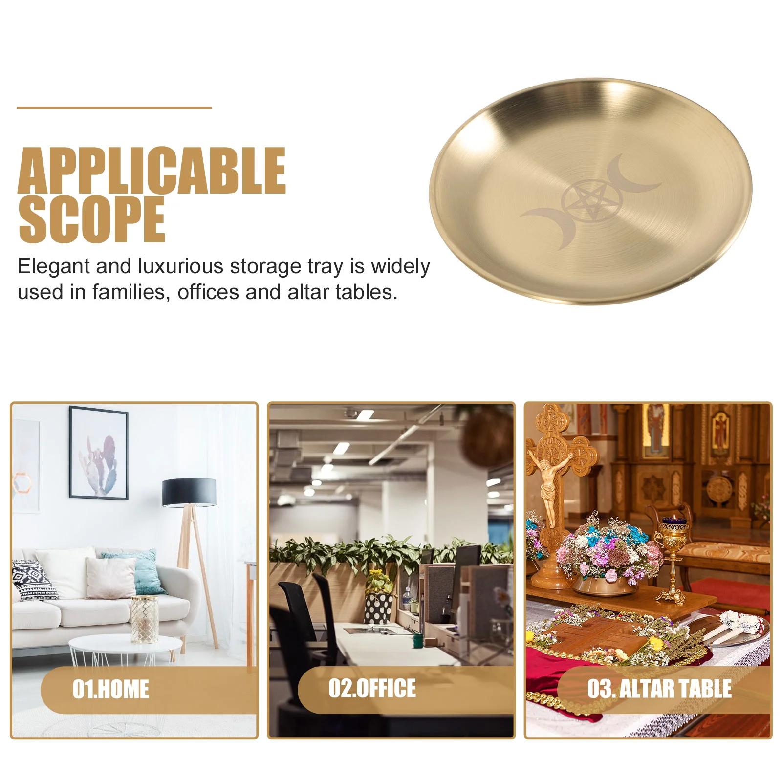 Декор декоративный поднос пентакль трехфазный лунный золотой диск ящик для