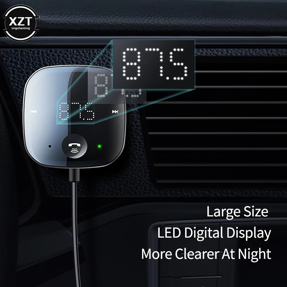 

Bluetooth Receiver FM Modulator Car Adapter Transmitter Bluetooth 5.0 Wireless Aux Audio FM Transmitter Handsfree Kit