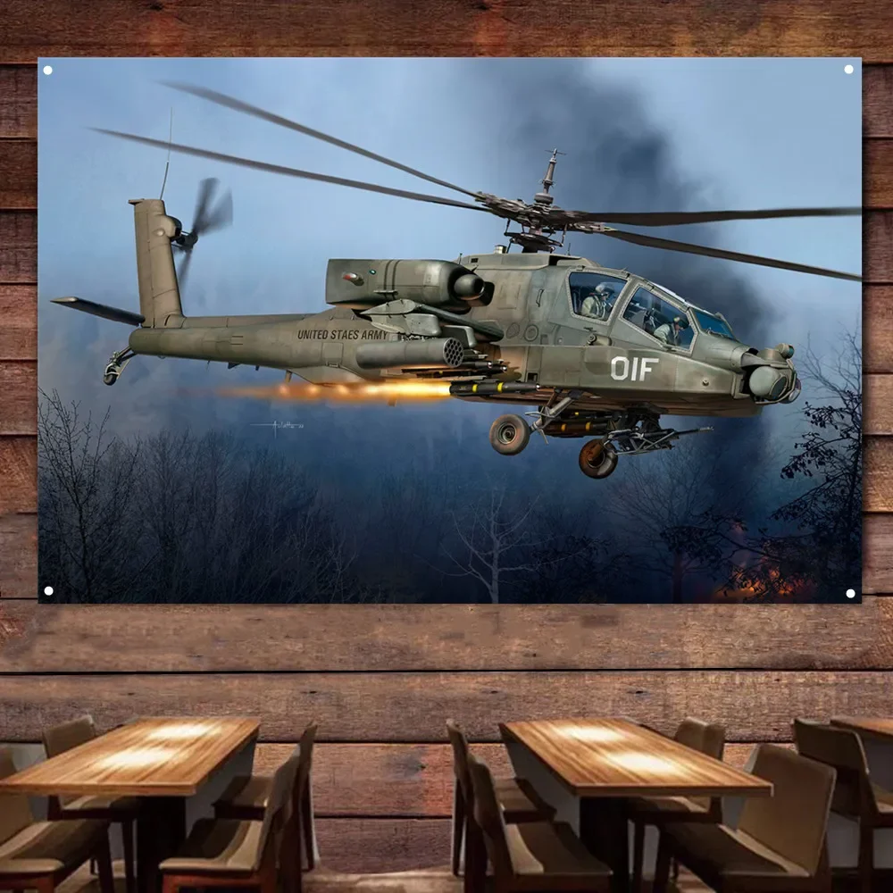 AH-64 летательный вертолет Апачи искусство на стену искусство-авиационный военный