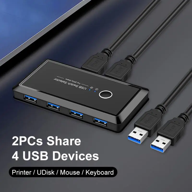 

New 4 In 1 Ports USB 3.0 Parts USB HUB Switch KVM Switcher With 2 Cables For Printer Keyborard U Disk Mouse Sharing Device