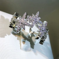 new luxury rose gold irregular star full diamond couple rings for women girl zircon engagement anniversary gift party jewelry