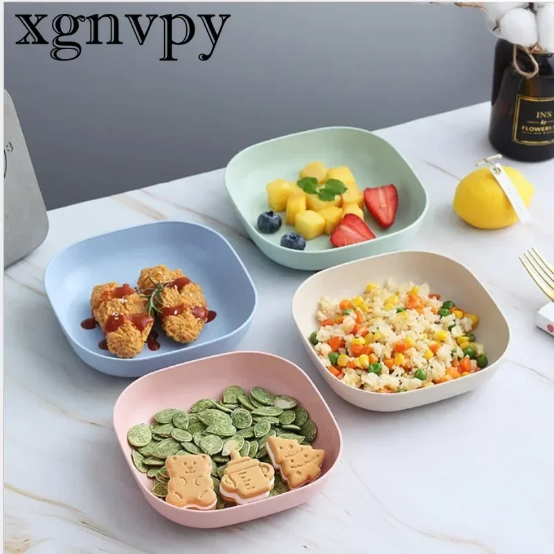 xgnvpy Wheat Straw Round Plate Set Unbreakable Lightweight for Dessert Dinner Home Picnic Fruit Salad Snack Kids Friendly