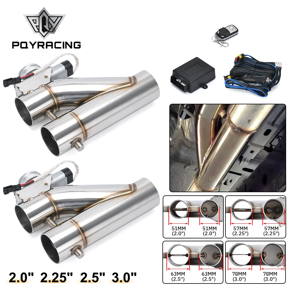 

Universal Stainless Steel 304 2" 2.25" 2.5" 3.0" Electric Exhaust Downpipe Cutout E-Cut Out Dual-Valve 1 in 2 Remote Wireless