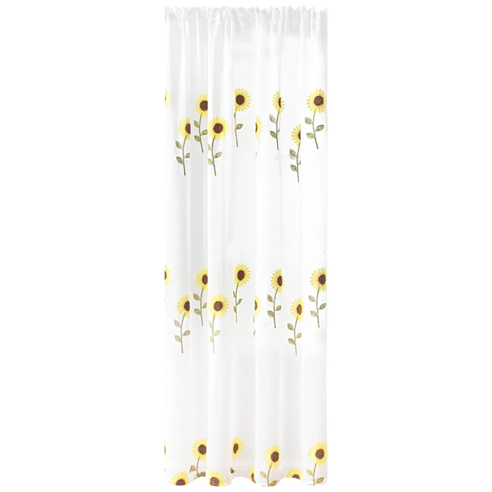 

Curtain Window Sheer Curtains Bedroom Drape Drapery Semi Sunflowerkitchen Flower Sheers Panel Room Living Liners Blackout Proof