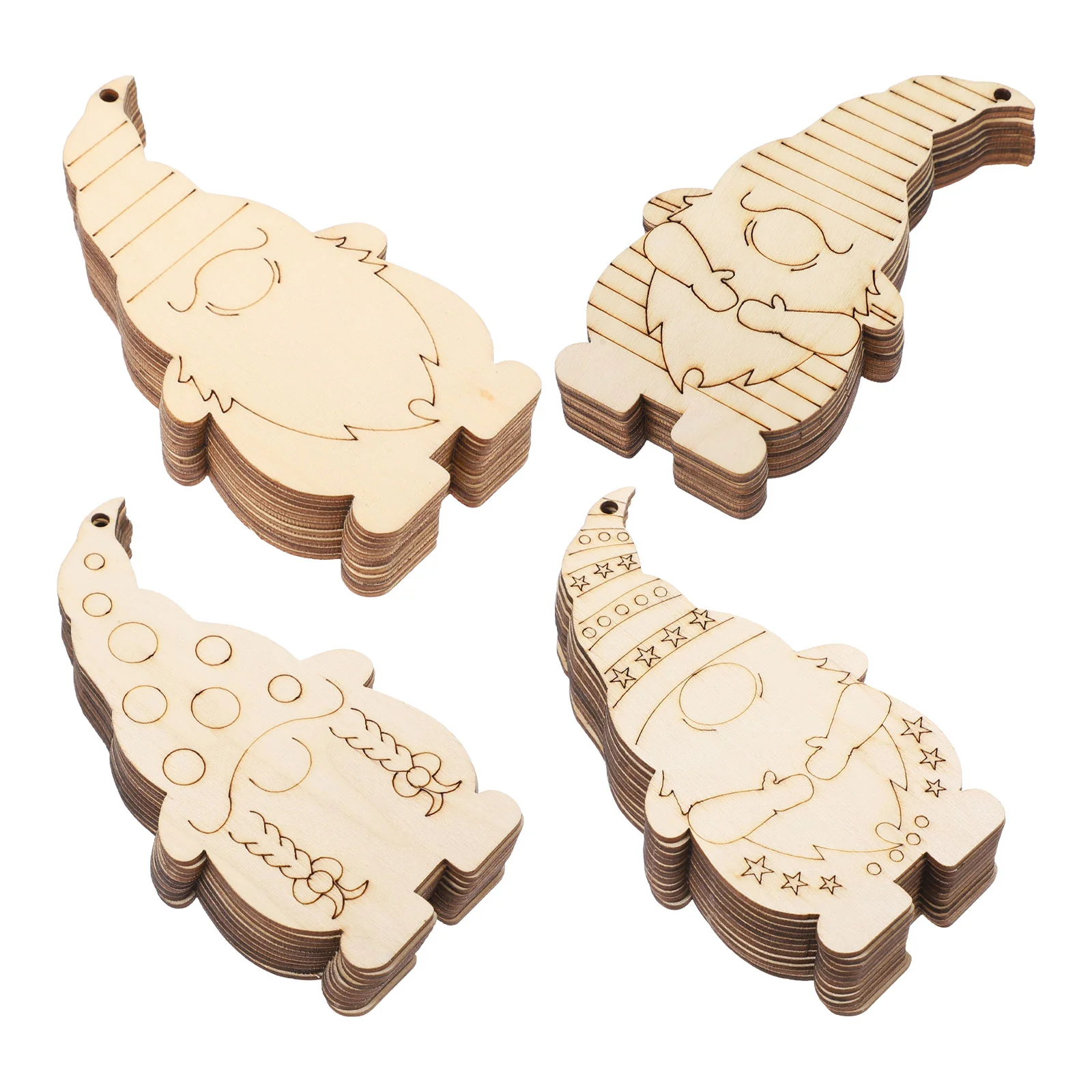 Wooden Christmas Elf DIY Coloring Toy Drawing Pendant Graffiti Crafts Gnome Xmas Hand Painting