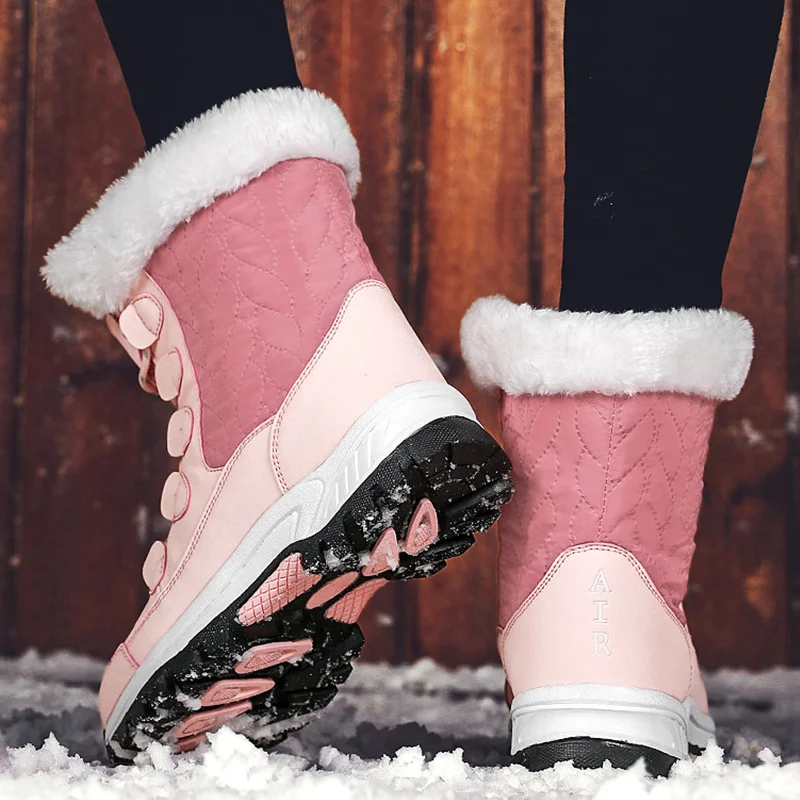 Women Snow Boots 2023 Fashion Mid-Calf Ankle Boots Waterproof Boots Warm Plush Shoes Antislip Plus Size