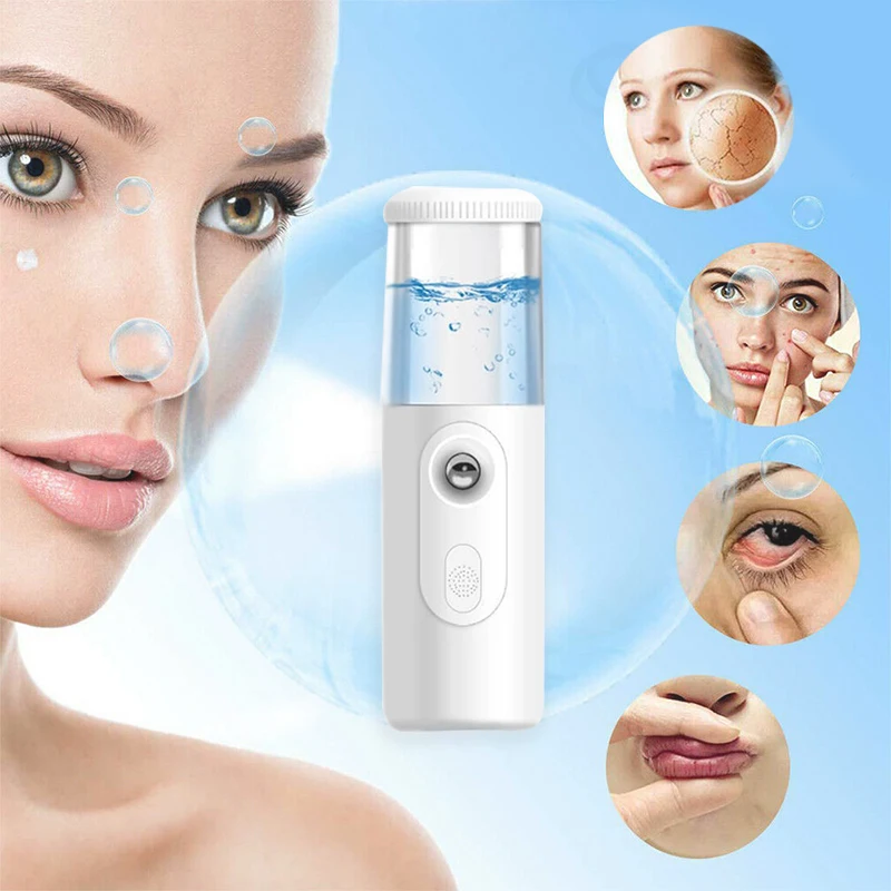 

30ml Mini Nano Mist Sprayer Cooler Facial Steamer Humidifier Face Moisturizing Nebulizer Beauty Skin Care USB Rechargeable