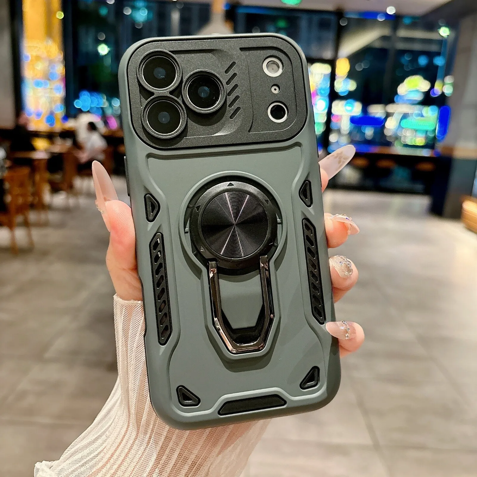 Фото Роскошный чехол-держатель для iPhone 18 Pro Max 17 16 Plus 15 14 13 12 11 с кольцом, ударопрочный, тонкий, со скрытой подставкой №3