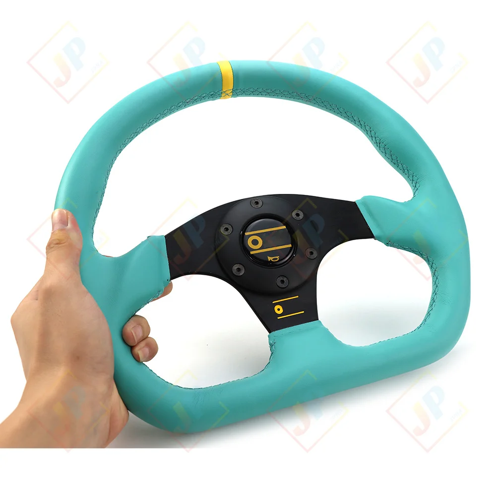 12 5-дюймовый 320-миллиметровый зеленый JDM Racing Sport D-образный кожаный руль для ремонта