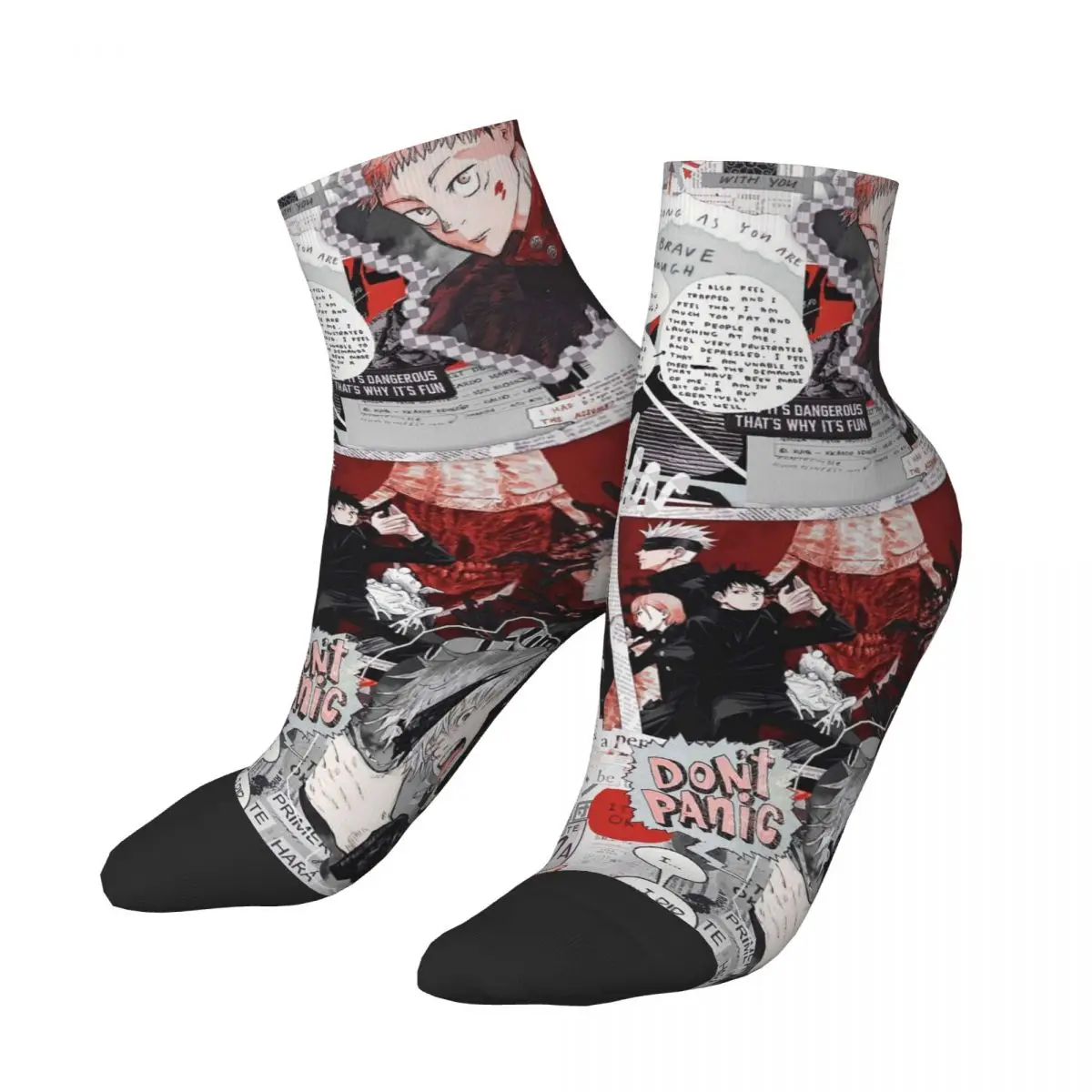 

Зимние теплые цветные мужские и женские короткие носки из аниме «джутсу кайсен» Itadori Yuuji, Нескользящие баскетбольные носки до щиколотки