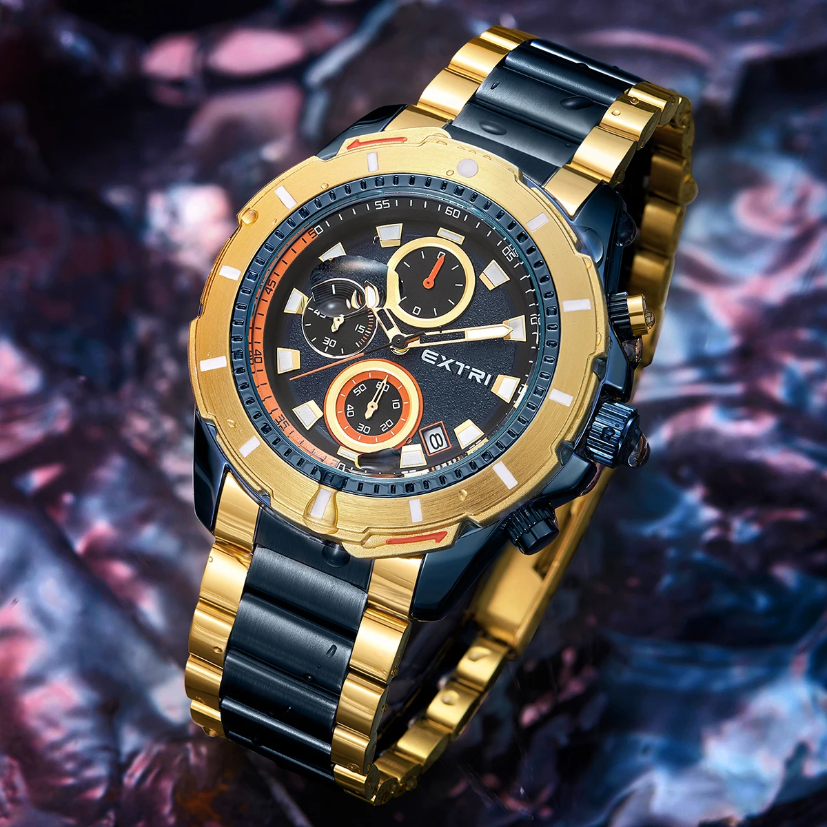 Часы наручные Extri с браслетом из нержавеющей стали водонепроницаемые