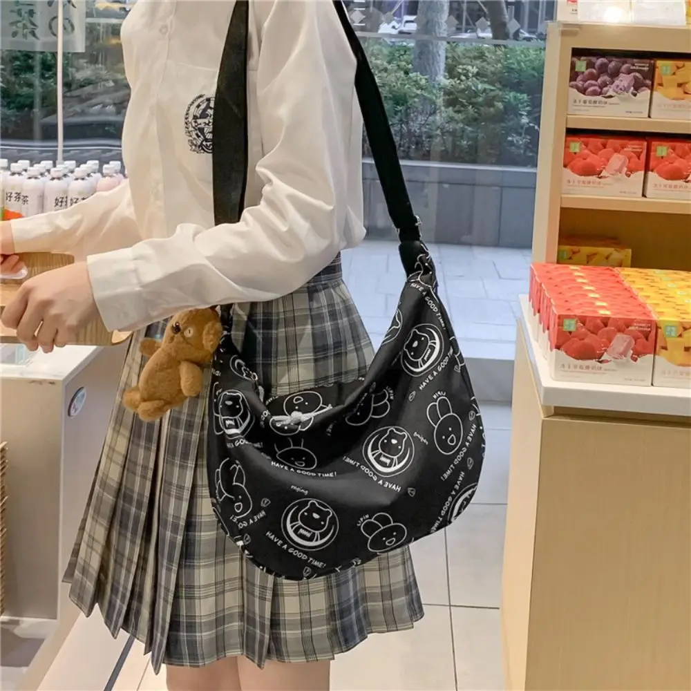

Rabbit Hobo Bag Casual Graffiti Printed Shoulder Bag Large Capacity Waterproof School Bag Women Girl Student