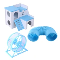 hamster toys set small animal foldable exercising training hideout tunnels villa hamster toy play toys with wheel tunnel villa