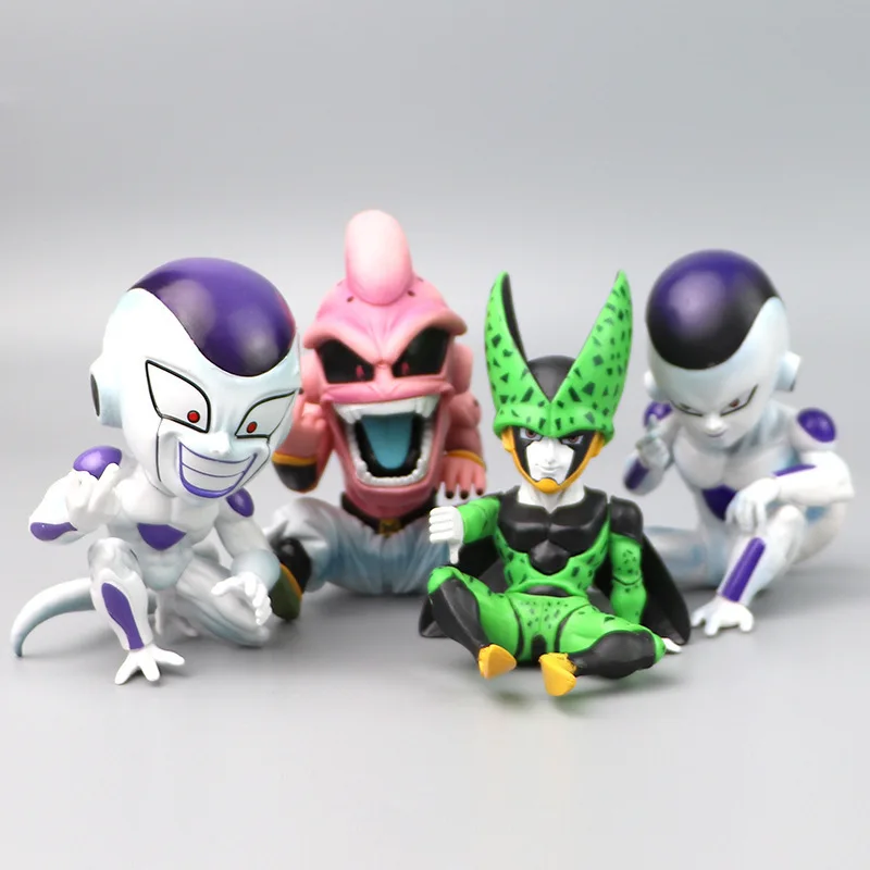 

10CM Dragon Ball Z Figure Buu Freeza Niddle Finger Cell Bad Taste Cute Sitting PVC Action Figure DBZ Collectible Model Toy Gift