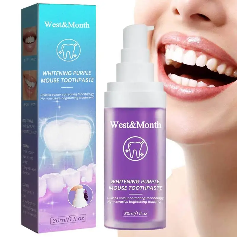 

Teeth Whitening Mousse Whitening Purple Mousse Toothpaste Intensive Stain Removal Toothpaste Quickly Removes Tough Stains &