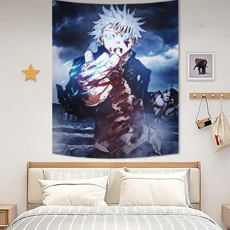 

Гобелен на стену, украшение для комнаты в эстетике ююютсу кайсена, декоративные гобелены, украшения для дома, спальни, большая подвесная ткань