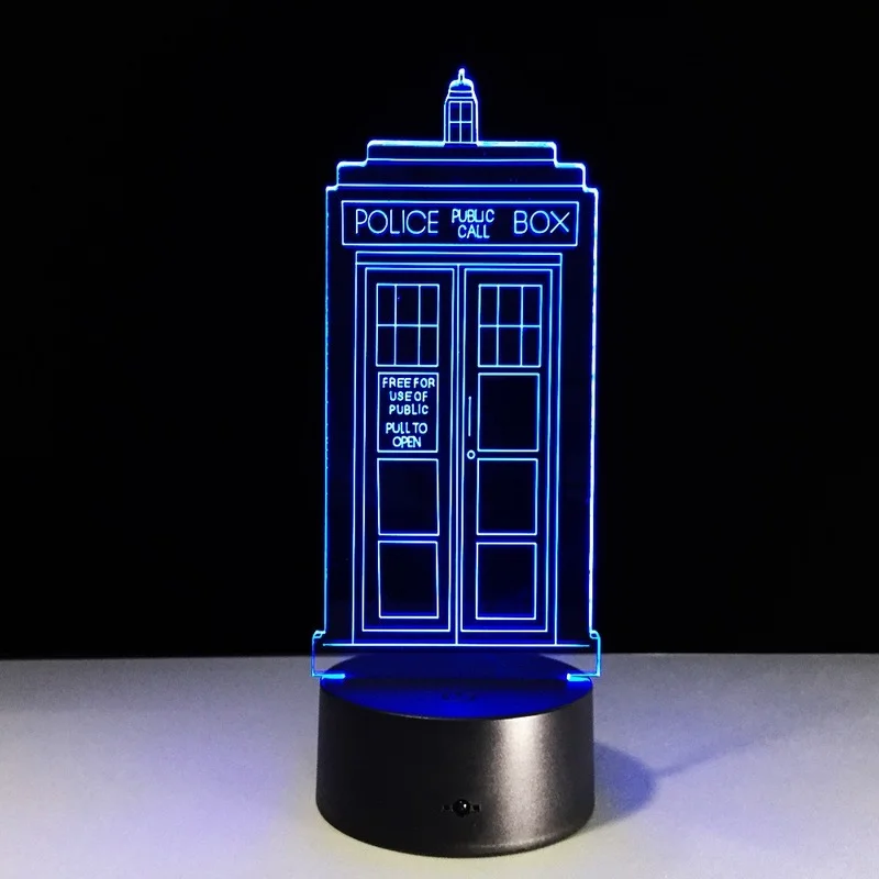 

3D светодиодный ночсветильник Doctor Who TARDIS, меняющий цвет, визуальная иллюзия, лампа для декорации комнаты для детей, подарок на день рождения и...