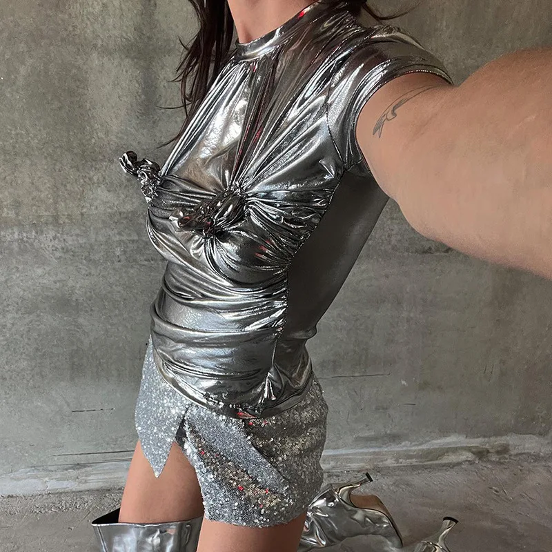 

Женский матовый топ из серебра 2023 пробы, в стиле ретро