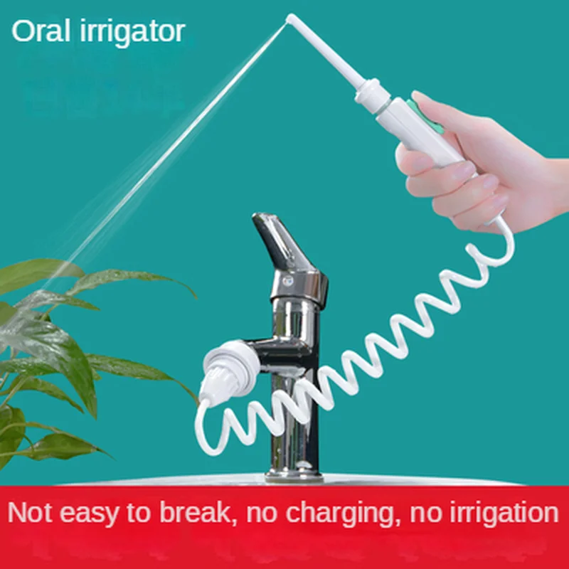 

Nieuwe Kraan Monddouche Draagbare Tanden Cleaner Dental Water Flosser Druk Verstelbare Water Pick Jet Flossen Geen Lading Nodig