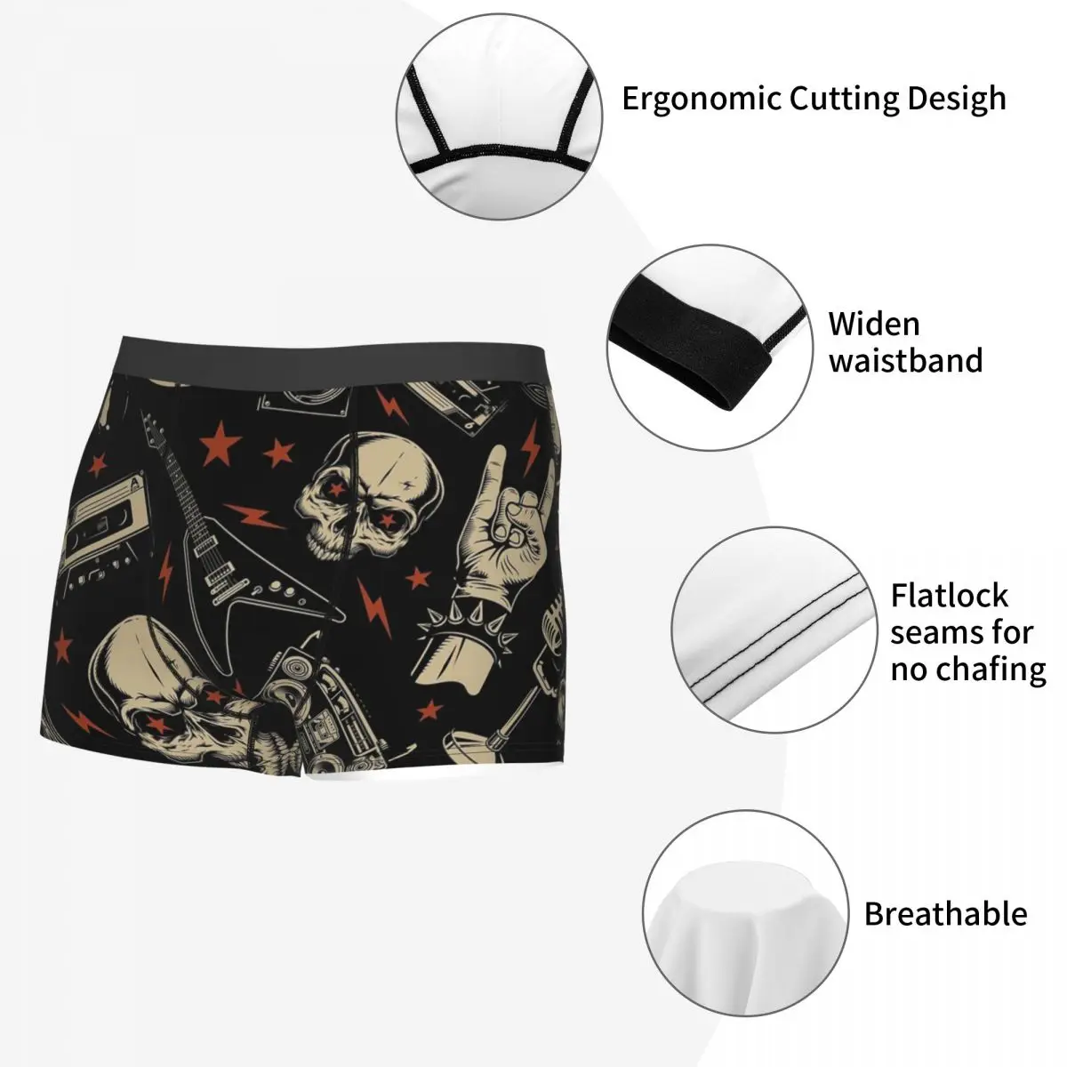 Мужские трусы-боксеры в стиле ретро с тяжелым металлом со средней талией S-XXL -