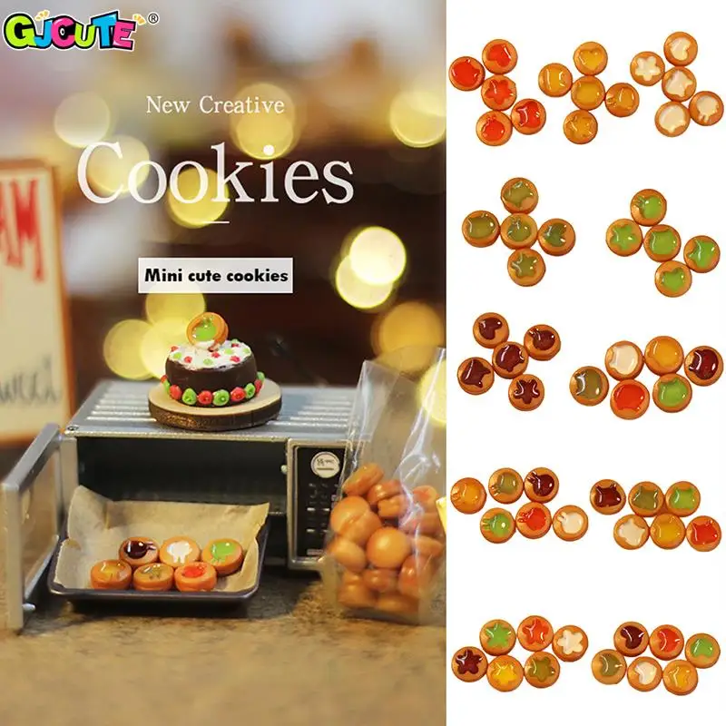 

5/6Pcs 1:12 Scale Dollhouse Miniature Jam Cookies Mini Biscuit Dessert Pretend Play Food Toy Doll House Kitchen Accessories