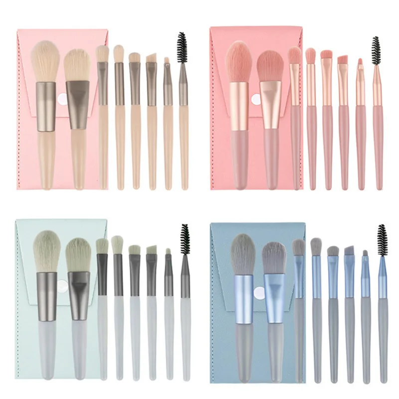 

8pcs Mini Travel Portable Soft Makeup Brush Set Cosmetic Powder Eye Shadow Foundation Blush Blending Beauty Make Up Tool