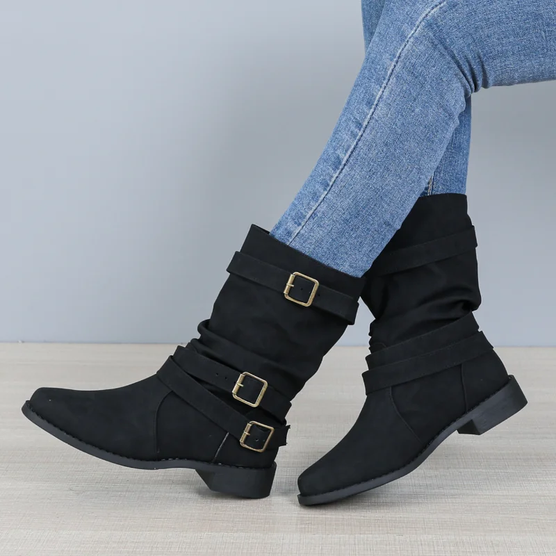 

Retro Boots Women 2022 Autumn/winter New Tooling Boots Large Size Short Boots Thick Heel Knight Boots Boots Brown Leather Heels1