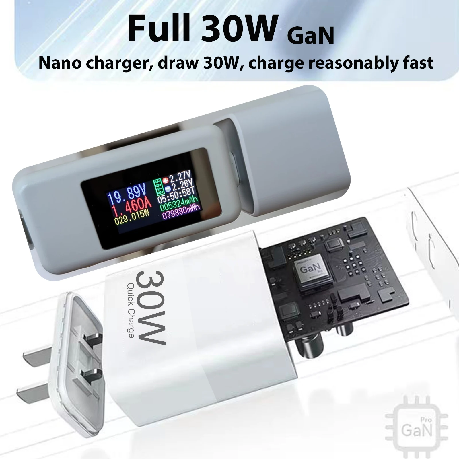 Фото Зарядное устройство UYUXIO 30W USB-C с двумя портами, быстрая зарядка PD, адаптер питания с вилками US/EU для iPhone 17 16 15 14 Pro Max, Samsung Galaxy №1