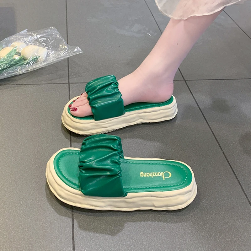 

Сланцы женские на платформе, Мягкие Шлепанцы средней высоты, резина, повседневная обувь в римском стиле, роскошные римские модные тапочки, 2023