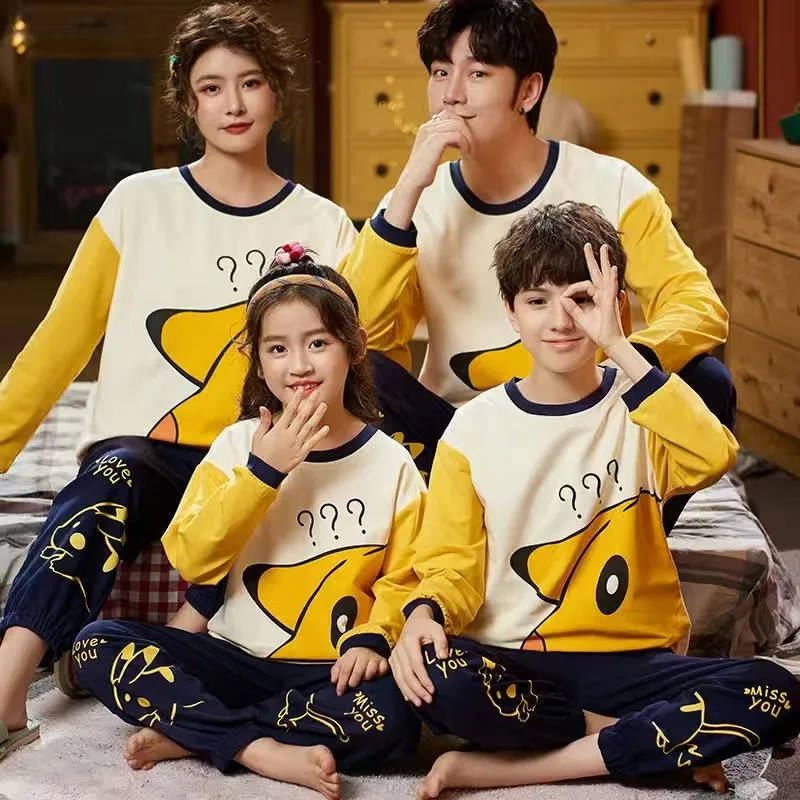 Комплект пижамный детский из хлопка с длинным рукавом для женщин и мальчиков -