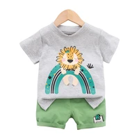 2pcsset new summer baby suit children fashion cotton boys rainbow lion cartoon t shirt shorts toddler clothing kids tracksuits