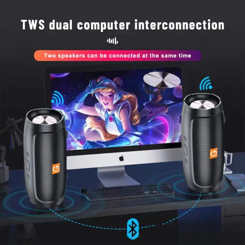 

Household Waterproof Double Speaker Small Portable Wireless Speaker High Sound Quality Stereo Surround Loud Subwoofer