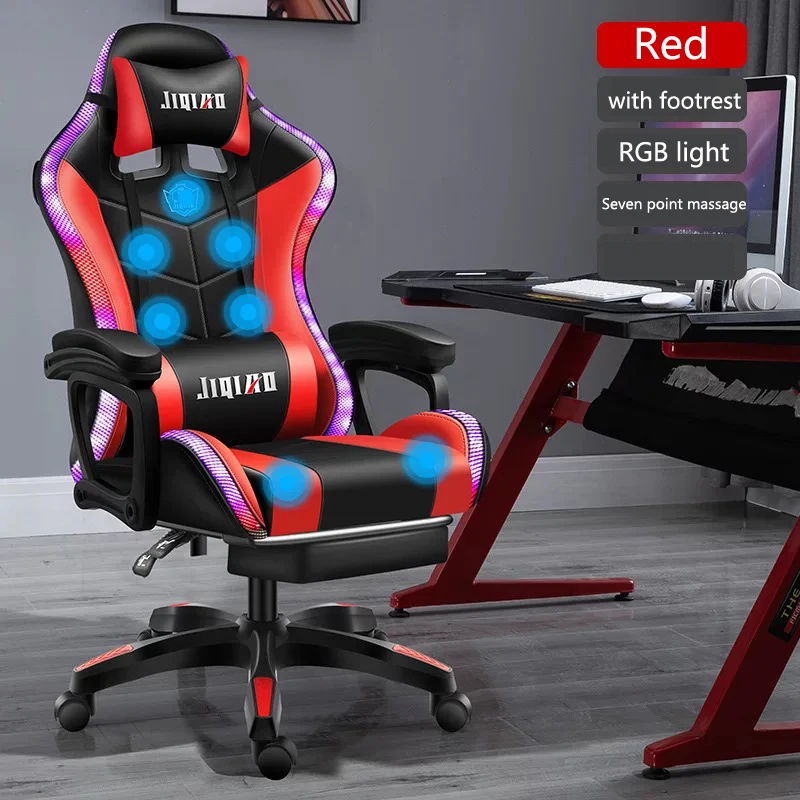 

Gaming chair, luminescent RGB office chair,massage computer chair with footrest,Ergonomic swivel chair,home live gamer chair