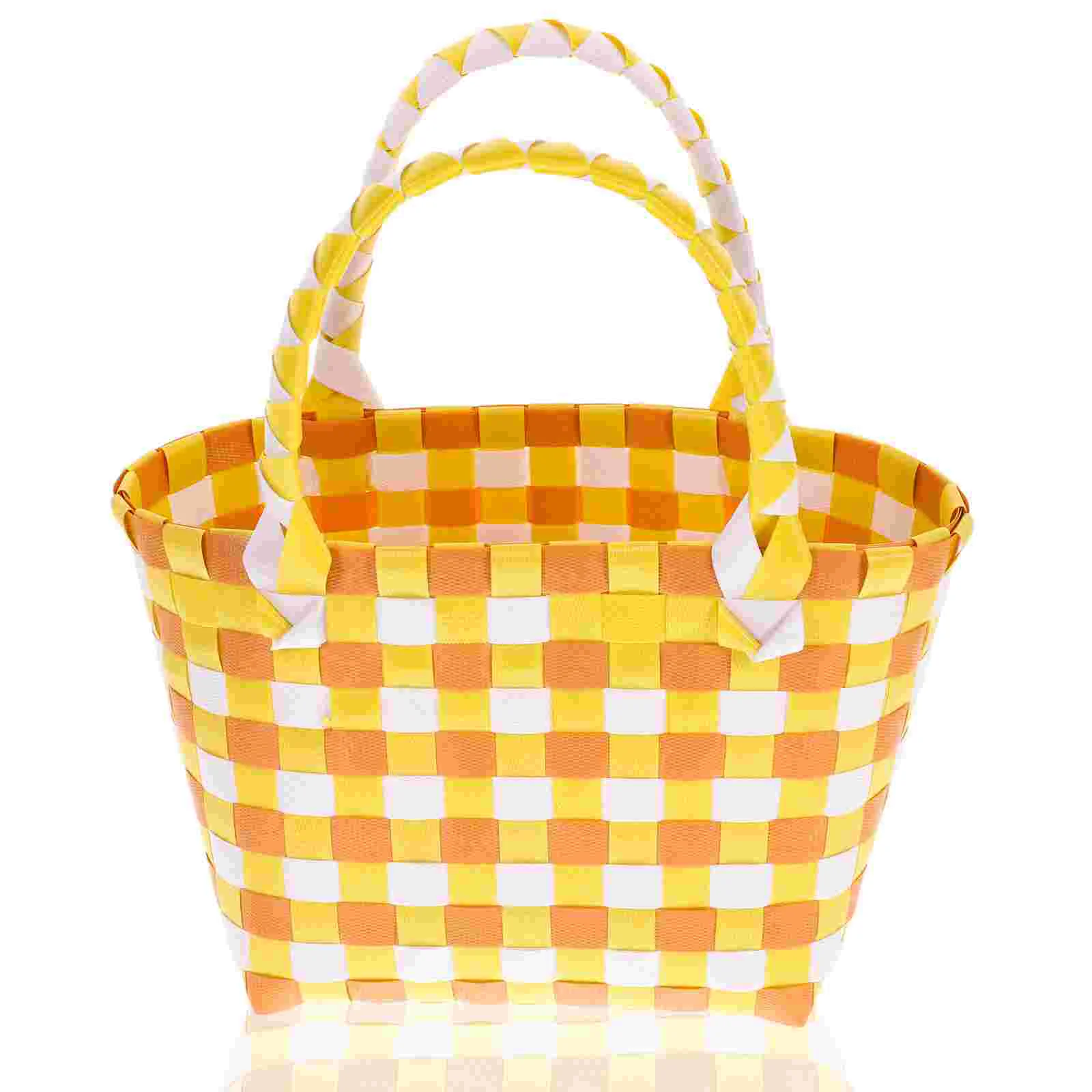 

Woven Hand Basket Travel Colorful Display Home Organizers Flower Storage Baskets Pvc Small Handle Beach bag
