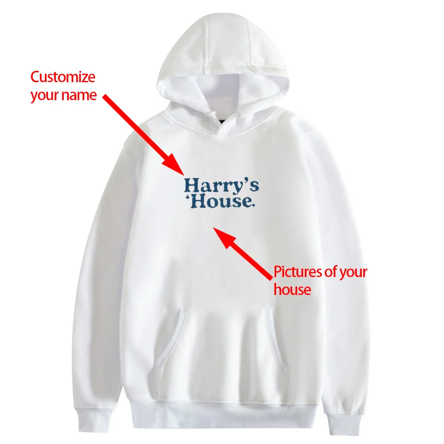 

Customize Your Name and House Photo Hooded Sweatshirt Long-sleeve Personalized Round Picture Or Sketch of The House You Want