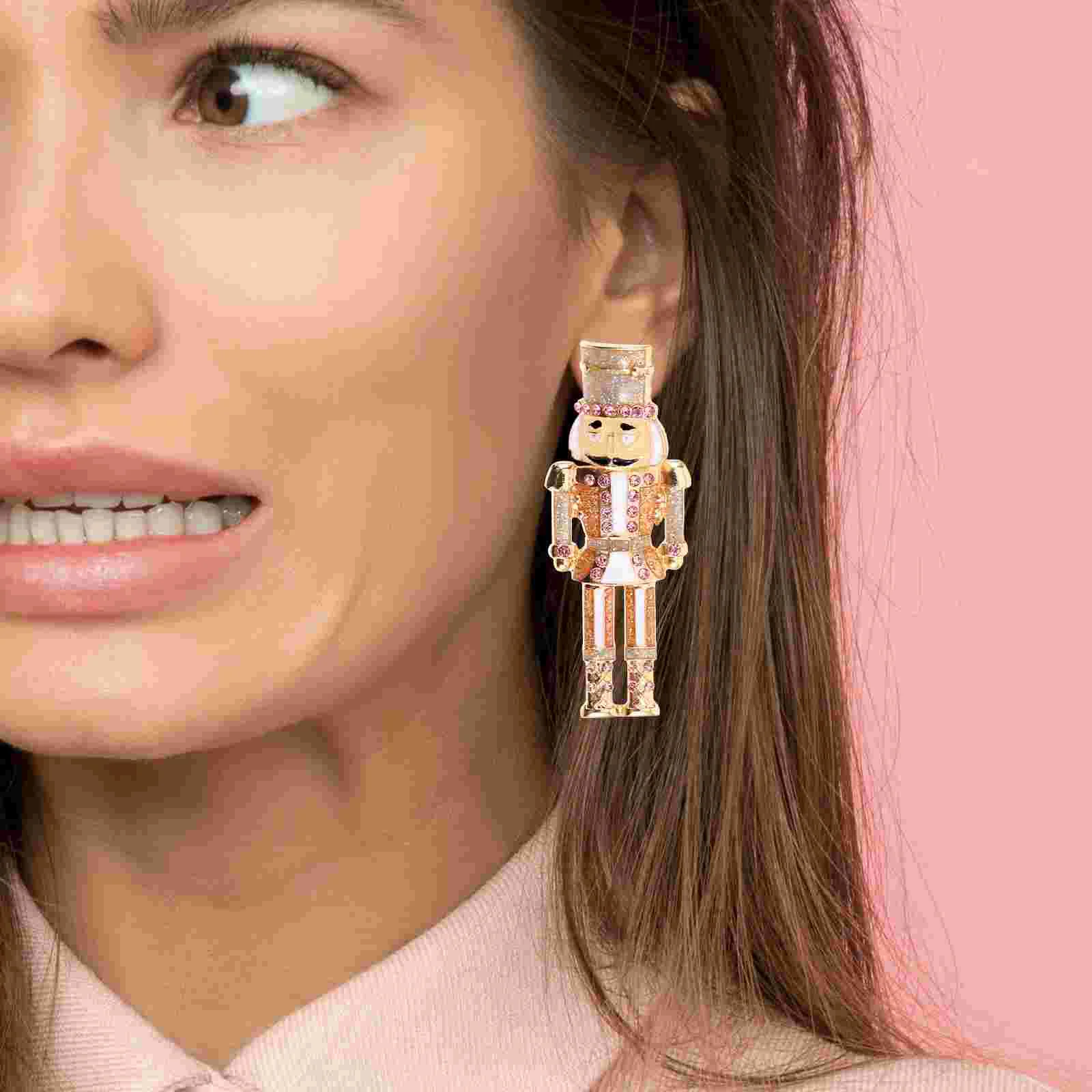 Женские серьги Щелкунчик со стразами европейские и американские красочные