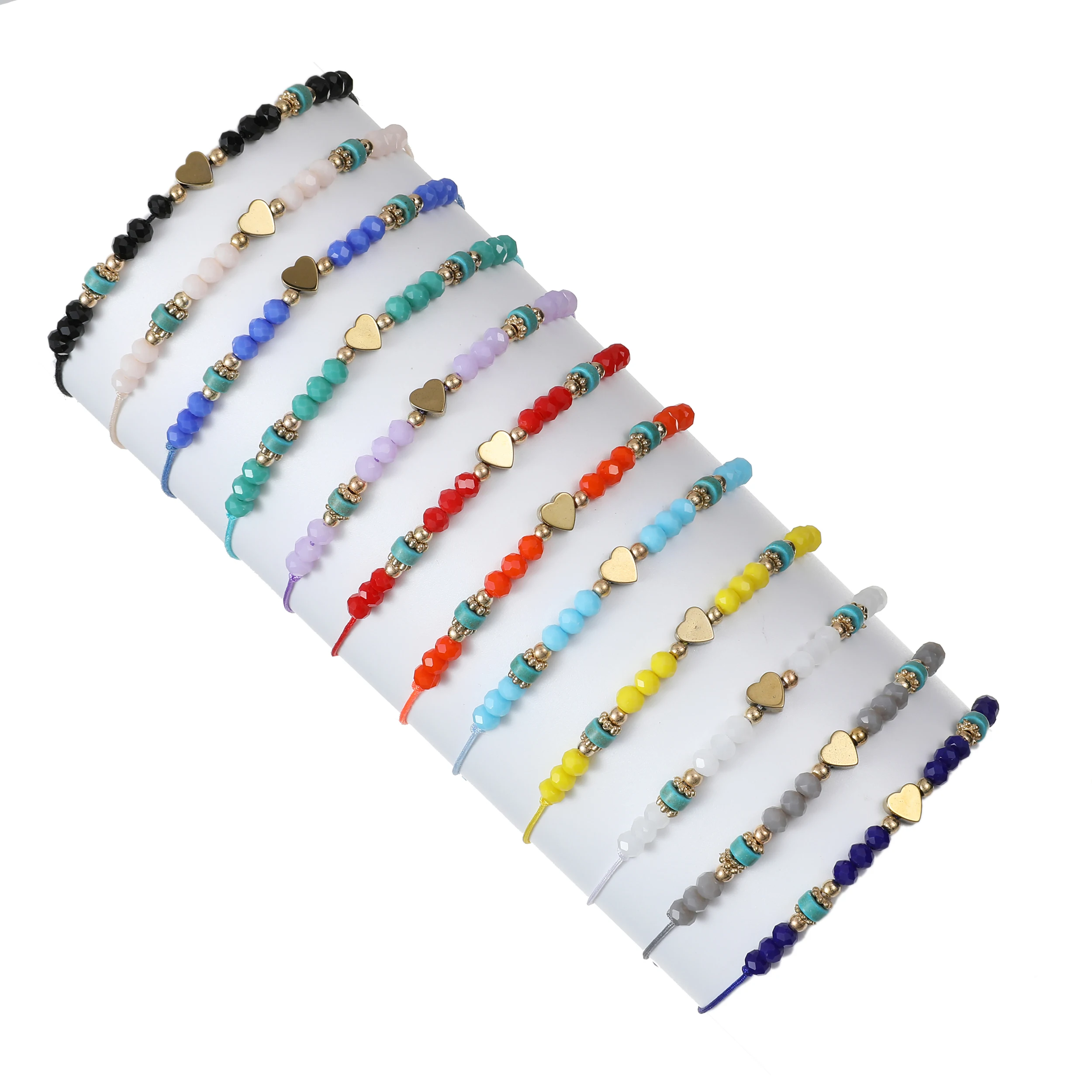 

12pcs Fashion Golden Love Colorful Crystal Beaded Braided Bracelet For Women 2023 New Trendy Rice Beads Bracelet Jewelry Gifts