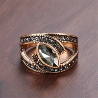 kinel boho ethnic bride wedding crystal ring antique gold color big zircon stone rings for women vintage wedding jewelry
