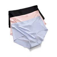 soft ice silk briefs womens lingerie solid antibacterial panties breathable underpants seamless underwear female intimates m4xl