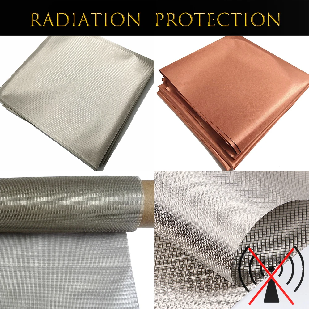 

Conductive Copper Fabric Shield RFID/RF EMF Protection Pure Silver Fiber Cloth Block Signals Cell Phone Anti-radiation Mesh