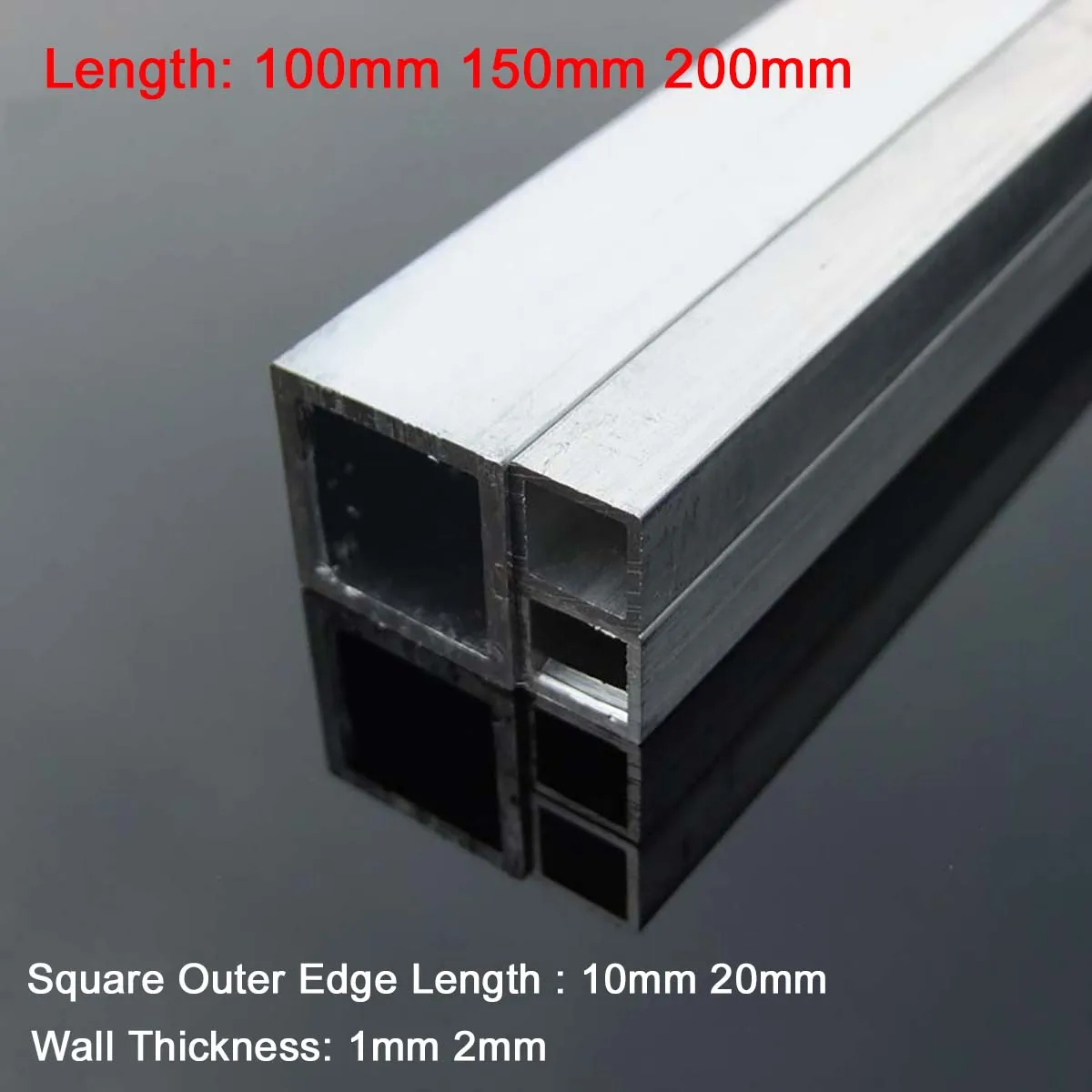 

1Pcs 10x10 20x20mm Square Metal Aluminium AL Tube Pipe Profile for Model Part Accessories DIY Car Frame Length 100/150/200mm