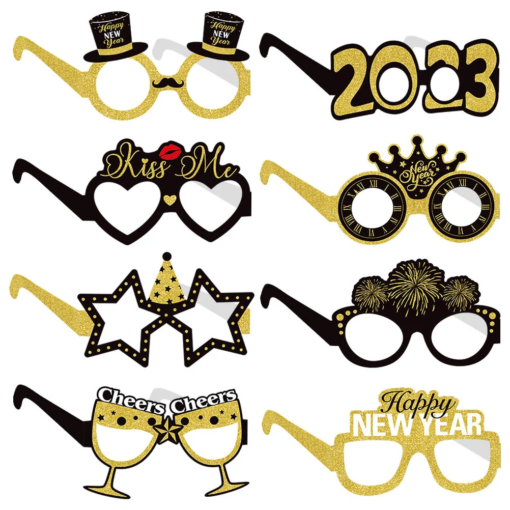 

New Year Glasses Eyeglasses Party Funny Frames Costume Happy Eyewear Accessories Photo Accessory Props Favors Eve Prop Decor