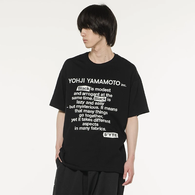 

Лето 2023, футболка Yohji Yamamoto женская с коротким рукавом, цитаты на английском языке, графический Классический Повседневный хлопковый топ для пары