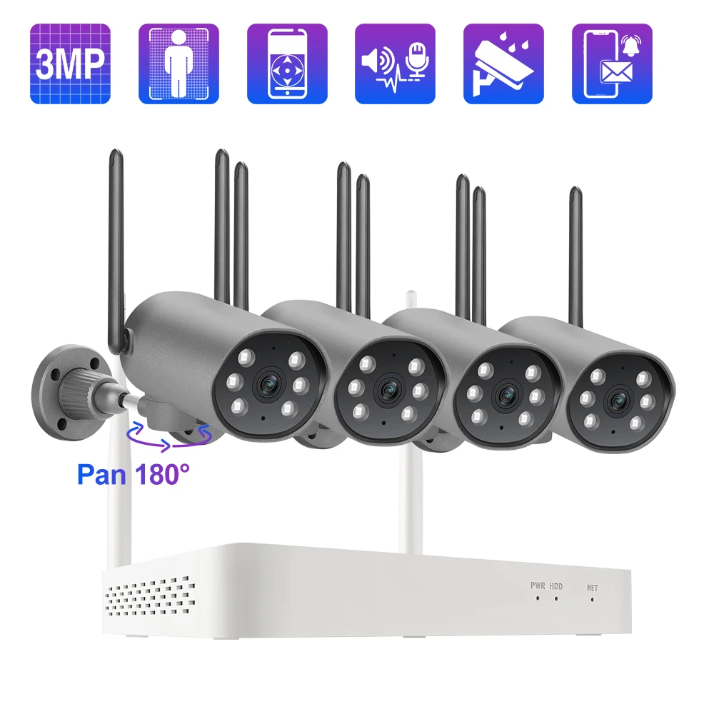 

Techage Tuya 8CH 3MP PTZ Wireless Security System Human Detect Waterproof Two way Audio CCTV Wifi Security Protection Camera Kit