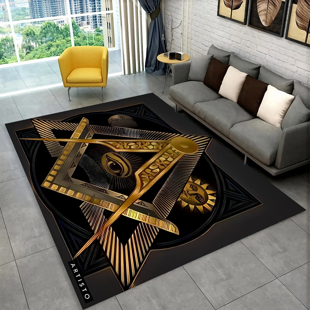 

Masonic Freemason Illuminati Ring Area Rug,All Seeing Eye Carpet Rug for Living Room Bedroom Doormat Decor,Non-slip Floor Mat