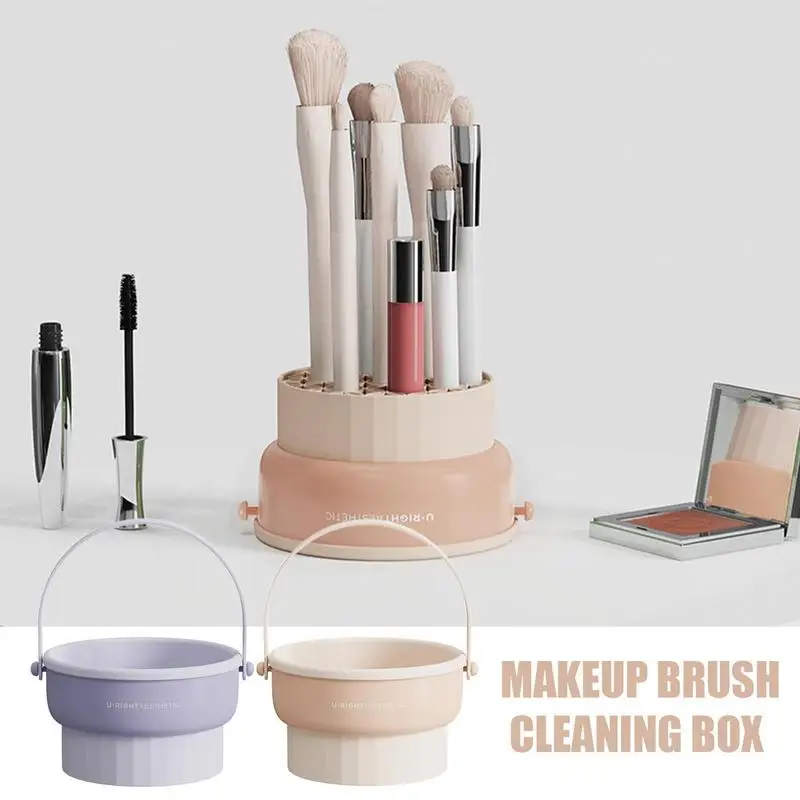 

2 In 1 Makeup Brush Cleaning Mat Makeup Brush Cleaner With Brush Drying Holder Silicon Brush Cleaner Pad Include Cosmetic Brush